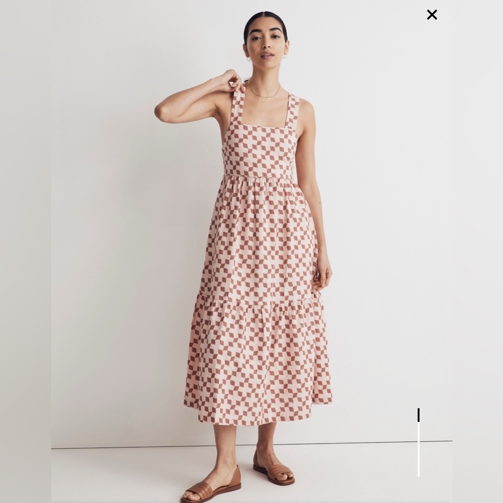 Madewell Cicely Tiered Midi Dress in Geo Checkerboard Size 12